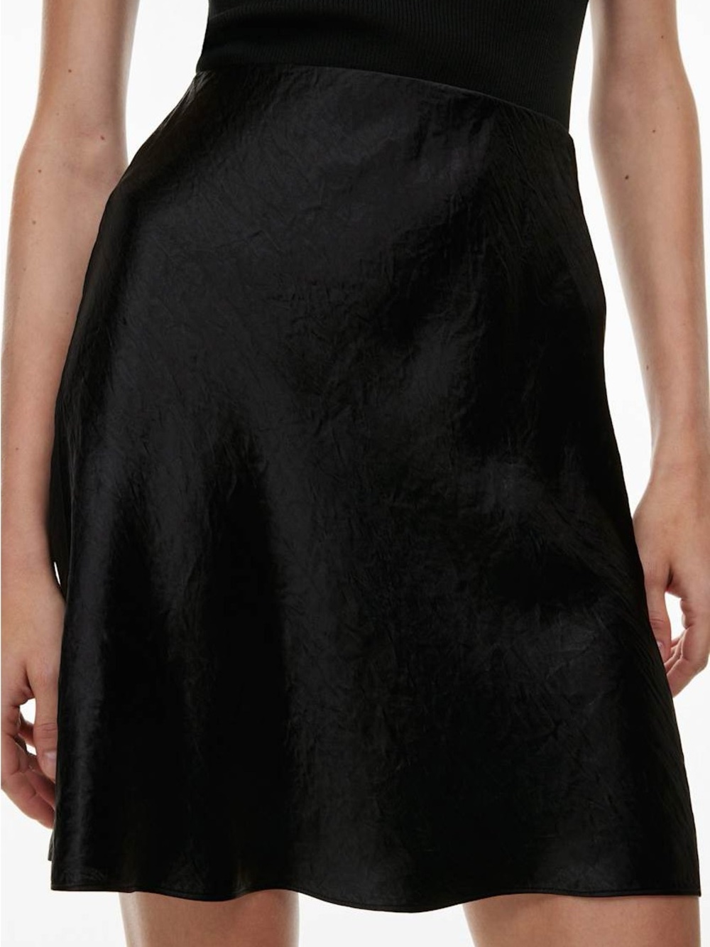 Aritzia Black Mini A-Line Satin-Look Skirt